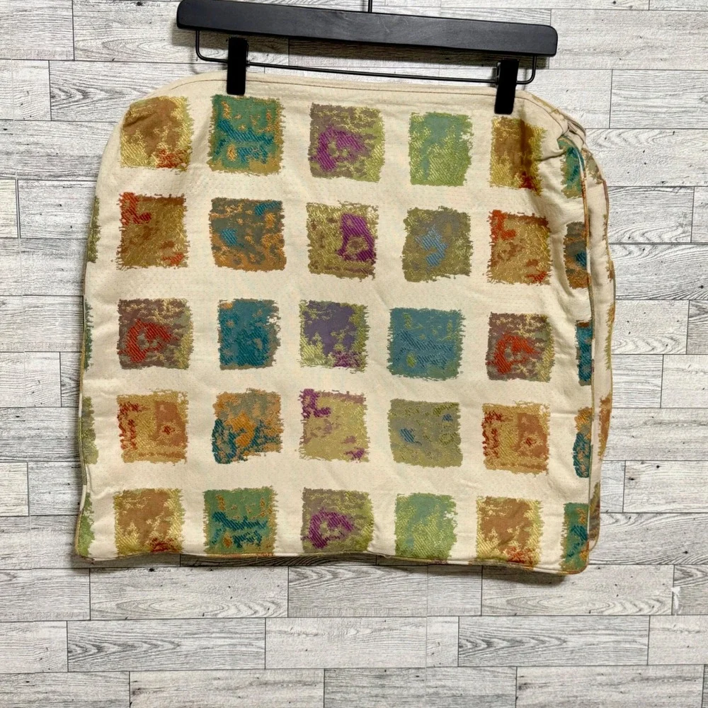 2-Pillow Cover Cream Jewel Tone Abstract Squares Textured Accent‎ Pillow 17 x 19